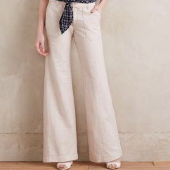 Anthropologie Pants - Elevenses Anthropologie linen wide sailor pants